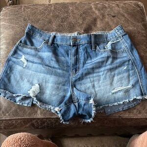 Aerie Blue Distressed Jean Shorts